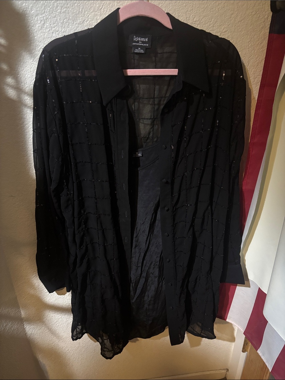 Adrianna Papell Black Sheer Mini Dress Cover-Up